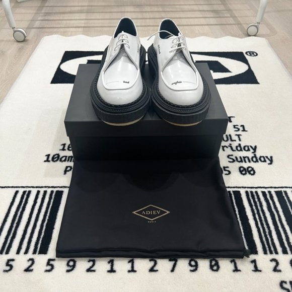 Adieu Paris White Polished Leather Platform Black Sole Lace Up Derby Shoes main image 8